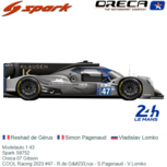 Modelauto 1:43 | Spark S8752 | Oreca 07 Gibson | COOL Racing 2023 #47 - R.de Gérus - S.Pagenaud - V.Lomko Modelauto 1:43 | Spark S8752 | Oreca 07 Gibson | COOL Racing 2023 #47 - R.de Gérus - S.Pagenaud - V.Lomko