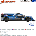 Modelauto 1:43 | Spark S8753 | Oreca 07 Gibson | IDEC Sport 2023 #48 - L.Hörr - P.Lafargue - P.Chatin Modelauto 1:43 | Spark S8753 | Oreca 07 Gibson | IDEC Sport 2023 #48 - L.Hörr - P.Lafargue - P.Chatin