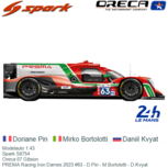 Modelauto 1:43 | Spark S8754 | Oreca 07 Gibson | PREMA Racing Iron Dames 2023 #63 - D.Pin - M.Bortolotti - D.Kvyat Modelauto 1:43 | Spark S8754 | Oreca 07 Gibson | PREMA Racing Iron Dames 2023 #63 - D.Pin - M.Bortolotti - D.Kvyat