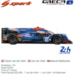 Modelauto 1:43 | Spark S8755 | Oreca 07 Gibson | Panis Racing 2023 #65 - T.van der Helm - J.van Uitert - M.Maldonado Modelauto 1:43 | Spark S8755 | Oreca 07 Gibson | Panis Racing 2023 #65 - T.van der Helm - J.van Uitert - M.Maldonado
