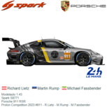 Modelauto 1:43 | Spark S8771 | Porsche 911 RSR | Proton Competition 2023 #911 - R.Lietz - M.Rump - M.Fassbender Modelauto 1:43 | Spark S8771 | Porsche 911 RSR | Proton Competition 2023 #911 - R.Lietz - M.Rump - M.Fassbender