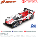 Modelauto 1:18 | Spark 18LM22 | Toyota Gazoo Racing GR010 Hybrid 2022 #8 - S.Buemi - R.Hirakawa - B.Hartley Modelauto 1:18 | Spark 18LM22 | Toyota Gazoo Racing GR010 Hybrid 2022 #8 - S.Buemi - R.Hirakawa - B.Hartley