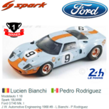 Modelauto 1:18 | Spark 18LM68 | Ford GT40 Mk. I | J.W. Automotive Engineering 1968 #9 - L.Bianchi - P.Rodriguez Modelauto 1:18 | Spark 18LM68 | Ford GT40 Mk. I | J.W. Automotive Engineering 1968 #9 - L.Bianchi - P.Rodriguez