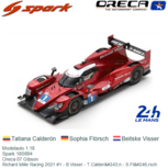Modelauto 1:18 | Spark 18S694 | Oreca 07 Gibson | Richard Mille Racing 2021 #1 - B.Visser - T.Calderón - S.Flörsch Modelauto 1:18 | Spark 18S694 | Oreca 07 Gibson | Richard Mille Racing 2021 #1 - B.Visser - T.Calderón - S.Flörsch