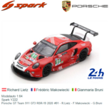 Modelauto 1:64 | Spark Y222 | Porsche GT Team 911 GT3 RSR-19 2020 #91 - R.Lietz - F.Makowiecki - G.Bruni Modelauto 1:64 | Spark Y222 | Porsche GT Team 911 GT3 RSR-19 2020 #91 - R.Lietz - F.Makowiecki - G.Bruni