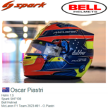 Helm 1:5 | Spark 5HF108 | Bell Helmet | McLaren F1 Team 2023 #81 - O.Piastri Helm 1:5 | Spark 5HF108 | Bell Helmet | McLaren F1 Team 2023 #81 - O.Piastri