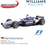Modelauto 1:18 | Minichamps 100010005 | Williams FW23 BMW 2001 #5 - R.Schumacher Modelauto 1:18 | Minichamps 100010005 | Williams FW23 BMW 2001 #5 - R.Schumacher