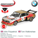 Modelauto 1:18 | Minichamps 180762004 | BMW CSL 3.5 Hermetite 1976 #4 - J.Fitzpatrick - T.Walkinshaw Modelauto 1:18 | Minichamps 180762004 | BMW CSL 3.5 Hermetite 1976 #4 - J.Fitzpatrick - T.Walkinshaw