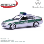 Modelauto 1:43 | Minichamps 400031592 | Mercedes Benz E Klasse Zilver / Groen 2004 Modelauto 1:43 | Minichamps 400031592 | Mercedes Benz E Klasse Zilver / Groen 2004