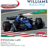Modelauto 1:43 | Minichamps 417220106 | Williams Racing FW44 2022 #6 - N.Latifi Modelauto 1:43 | Minichamps 417220106 | Williams Racing FW44 2022 #6 - N.Latifi