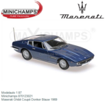 Modelauto 1:87 | Minichamps 870123021 | Maserati Ghibli Coupé Donker Blauw 1969 Modelauto 1:87 | Minichamps 870123021 | Maserati Ghibli Coupé Donker Blauw 1969