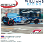 Modelauto 1:18 | Minichamps 117220523 | Williams F1 FW44 2022 #23 - A.Albon Modelauto 1:18 | Minichamps 117220523 | Williams F1 FW44 2022 #23 - A.Albon