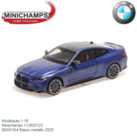 Modelauto 1:18 | Minichamps 113020123 | BMW M4 Blauw metallic 2020 Modelauto 1:18 | Minichamps 113020123 | BMW M4 Blauw metallic 2020