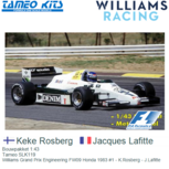 Bouwpakket 1:43 | Tameo SLK119 | Williams Grand Prix Engineering FW09 Honda 1983 #1 - K.Rosberg - J.Lafitte Bouwpakket 1:43 | Tameo SLK119 | Williams Grand Prix Engineering FW09 Honda 1983 #1 - K.Rosberg - J.Lafitte