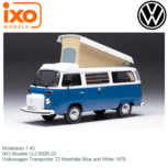 Modelauto 1:43 | IXO-Models CLC502N.22 | Volkswagen Transporter T2 Westfalia Blue and White 1978 Modelauto 1:43 | IXO-Models CLC502N.22 | Volkswagen Transporter T2 Westfalia Blue and White 1978