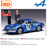 Modelauto 1:43 | IXO-Models SPRM001-73 | Alpine Renault 1800 S 1973 #18 - J.Andruet - M.Espinos Petit Modelauto 1:43 | IXO-Models SPRM001-73 | Alpine Renault 1800 S 1973 #18 - J.Andruet - M.Espinos Petit