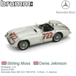 Modelauto 1:43 | Brumm R190 | Mercedes Benz 300 SLR 1955 #722 - S.Moss - D.Jekinson Modelauto 1:43 | Brumm R190 | Mercedes Benz 300 SLR 1955 #722 - S.Moss - D.Jekinson