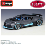 Modelauto 1:18 | Bburago 18-11045BLACK | Bugatti Divo Matt Grey / Blue 2013 Modelauto 1:18 | Bburago 18-11045BLACK | Bugatti Divo Matt Grey / Blue 2013