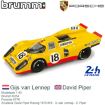 Modelauto 1:43 | Brumm R254 | Porsche 917K | Scuderia David Piper Racing 1970 #18 - G.van Lennep - D.Piper Modelauto 1:43 | Brumm R254 | Porsche 917K | Scuderia David Piper Racing 1970 #18 - G.van Lennep - D.Piper