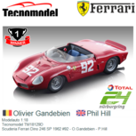 Modelauto 1:18 | Tecnomodel TM18129D | Scuderia Ferrari Dino 246 SP 1962 #92 - O.Gandebien - P.Hill Modelauto 1:18 | Tecnomodel TM18129D | Scuderia Ferrari Dino 246 SP 1962 #92 - O.Gandebien - P.Hill