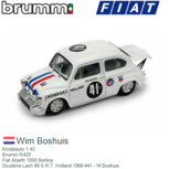 Modelauto 1:43 | Brumm R420 | Fiat Abarth 1000 Berlina | Scuderia Lach 69 S.R.T. Holland 1969 #41 - W.Boshuis Modelauto 1:43 | Brumm R420 | Fiat Abarth 1000 Berlina | Scuderia Lach 69 S.R.T. Holland 1969 #41 - W.Boshuis