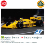 Bouwpakket 1:12 | NuNu Model Kit PN12001 | Camel Lotus Team 99T Honda 1987 #12 - A.Senna - S.Nakajima Bouwpakket 1:12 | NuNu Model Kit PN12001 | Camel Lotus Team 99T Honda 1987 #12 - A.Senna - S.Nakajima