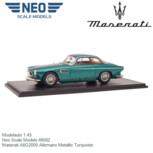 Modelauto 1:43 | Neo Scale Models 46562 | Maserati A6G2000 Allemano Metallic Turquoise Modelauto 1:43 | Neo Scale Models 46562 | Maserati A6G2000 Allemano Metallic Turquoise