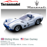 Modelauto 1:18 | Tecnomodel TM18276A | Maserati Tipo 61 Birdcage 1960 #5 - S.Moss - D.Gurney Modelauto 1:18 | Tecnomodel TM18276A | Maserati Tipo 61 Birdcage 1960 #5 - S.Moss - D.Gurney