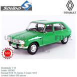 Modelauto 1:18 | Solido 185362 | Renault R16 TS Series 2 Green 1972 Modelauto 1:18 | Solido 185362 | Renault R16 TS Series 2 Green 1972