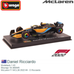 Modelauto 1:43 | Bburago 18-38064R | McLaren F1 MCL36 2022 #4 - D.Ricciardo Modelauto 1:43 | Bburago 18-38064R | McLaren F1 MCL36 2022 #4 - D.Ricciardo