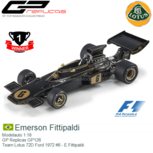 Modelauto 1:18 | GP Replicas GP126 | Team Lotus 72D Ford 1972 #6 - E.Fittipaldi Modelauto 1:18 | GP Replicas GP126 | Team Lotus 72D Ford 1972 #6 - E.Fittipaldi
