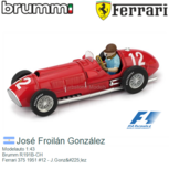 Modelauto 1:43 | Brumm R191B-CH | Ferrari 375 1951 #12 - J.González Modelauto 1:43 | Brumm R191B-CH | Ferrari 375 1951 #12 - J.González