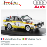 Modelauto 1:43 | Trofeu RR.IR11 | Audi Sport WRT Quattro 1984 #1 - M.Mouton - F.Pons Modelauto 1:43 | Trofeu RR.IR11 | Audi Sport WRT Quattro 1984 #1 - M.Mouton - F.Pons
