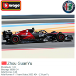 Modelauto 1:43 | Bburago 38085-24 | Alfa Romeo C43 | Alfa-Romeo F1 Team Stake 2023 #24 - Z.GuanYu Modelauto 1:43 | Bburago 38085-24 | Alfa Romeo C43 | Alfa-Romeo F1 Team Stake 2023 #24 - Z.GuanYu