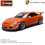 Modelauto 1:18 | Bburago 18-11036ORANGE | Porsche 911 GT3 RS 4.0 (997-2) Black and Silver 2011 Modelauto 1:18 | Bburago 18-11036ORANGE | Porsche 911 GT3 RS 4.0 (997-2) Black and Silver 2011