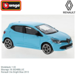 Modelauto 1:43 | Bburago 18-30248BLUE | Renault Clio Bright Blue 2013 Modelauto 1:43 | Bburago 18-30248BLUE | Renault Clio Bright Blue 2013