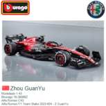 Modelauto 1:43 | Bburago 18-38086Z | Alfa Romeo C43 | Alfa-Romeo F1 Team Stake 2023 #24 - Z.GuanYu Modelauto 1:43 | Bburago 18-38086Z | Alfa Romeo C43 | Alfa-Romeo F1 Team Stake 2023 #24 - Z.GuanYu