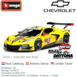 Modelauto 1:43 | Bburago 18-38312 | Chevrolet Corvette C8.R | Corvette Racing 2020 #3 - N.Catsburg - A.Garcia - J.Taylor Modelauto 1:43 | Bburago 18-38312 | Chevrolet Corvette C8.R | Corvette Racing 2020 #3 - N.Catsburg - A.Garcia - J.Taylor