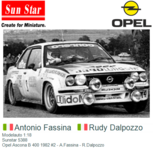 Modelauto 1:18 | Sunstar 5388 | Opel Ascona B 400 1982 #2 - A.Fassina - R.Dalpozzo Modelauto 1:18 | Sunstar 5388 | Opel Ascona B 400 1982 #2 - A.Fassina - R.Dalpozzo