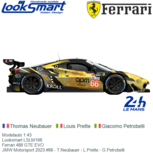 Modelauto 1:43 | Looksmart LSLM166 | Ferrari 488 GTE EVO | JMW Motorsport 2023 #66 - T.Neubauer - L.Prette - G.Petrobelli Modelauto 1:43 | Looksmart LSLM166 | Ferrari 488 GTE EVO | JMW Motorsport 2023 #66 - T.Neubauer - L.Prette - G.Petrobelli