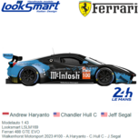 Modelauto 1:43 | Looksmart LSLM169 | Ferrari 488 GTE EVO | Walkenhorst Motorsport 2023 #100 - A.Haryanto - C.Hull C - J.Segal Modelauto 1:43 | Looksmart LSLM169 | Ferrari 488 GTE EVO | Walkenhorst Motorsport 2023 #100 - A.Haryanto - C.Hull C - J.Segal