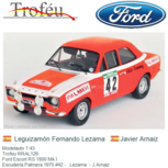 Modelauto 1:43 | Trofeu RRAL126 | Ford Escort RS 1600 Mk.I | EscuderÃa Palmera 1975 #42 - .Lezama - J.Arnaiz Modelauto 1:43 | Trofeu RRAL126 | Ford Escort RS 1600 Mk.I | EscuderÃa Palmera 1975 #42 - .Lezama - J.Arnaiz