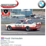 Modelauto 1:18 | Minichamps 155742651 | BMW 3.0 CSL | Team Marlboro 1974 - H.Vermeulen Modelauto 1:18 | Minichamps 155742651 | BMW 3.0 CSL | Team Marlboro 1974 - H.Vermeulen