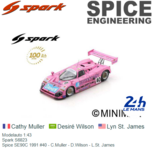 Modelauto 1:43 | Spark S6823 | Spice SE90C 1991 #40 - C.Muller - D.Wilson - L.St. James Modelauto 1:43 | Spark S6823 | Spice SE90C 1991 #40 - C.Muller - D.Wilson - L.St. James