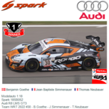 Modelauto 1:18 | Spark 18SB052 | Audi R8 LMS GT3 | Team WRT 2022 #30 - B.Goethe - J.Simmenauer - T.Neubauer Modelauto 1:18 | Spark 18SB052 | Audi R8 LMS GT3 | Team WRT 2022 #30 - B.Goethe - J.Simmenauer - T.Neubauer