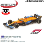 Modelauto 1:43 | Minichamps 537215803 | McLaren F1 MCL35M 2021 #3 - D.Ricciardo Modelauto 1:43 | Minichamps 537215803 | McLaren F1 MCL35M 2021 #3 - D.Ricciardo