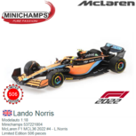 Modelauto 1:18 | Minichamps 537221804 | McLaren F1 MCL36 2022 #4 - L.Norris Modelauto 1:18 | Minichamps 537221804 | McLaren F1 MCL36 2022 #4 - L.Norris