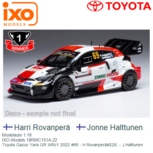 Modelauto 1:18 | IXO-Models 18RMC151A.22 | Toyota Gazoo Yaris GR WRc1 2022 #69 - H.Rovanperä - J.Halttunen Modelauto 1:18 | IXO-Models 18RMC151A.22 | Toyota Gazoo Yaris GR WRc1 2022 #69 - H.Rovanperä - J.Halttunen