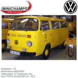 Modelauto 1:43 | Minichamps 940053062 | Volkswagen T2 Transporter Van | DEUTSCHE BUNDESPOST 1972 Modelauto 1:43 | Minichamps 940053062 | Volkswagen T2 Transporter Van | DEUTSCHE BUNDESPOST 1972