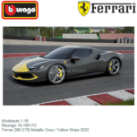 Modelauto 1:18 | Bburago 18-16017G | Ferrari 296 GTB Metallic Grey / Yellow Stripe 2022 Modelauto 1:18 | Bburago 18-16017G | Ferrari 296 GTB Metallic Grey / Yellow Stripe 2022
